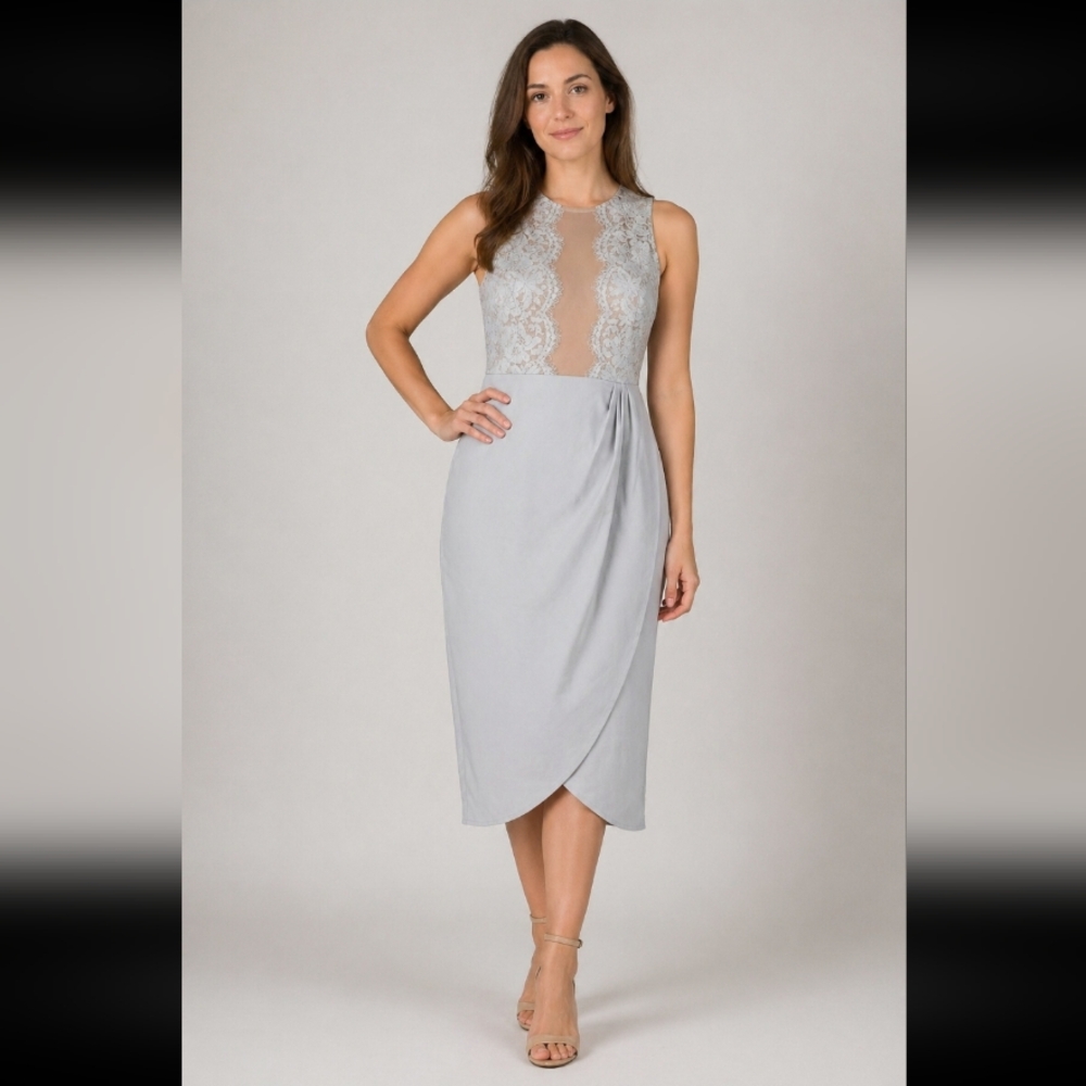 Lumier by Bahraini baby blue lace wrap dress Large